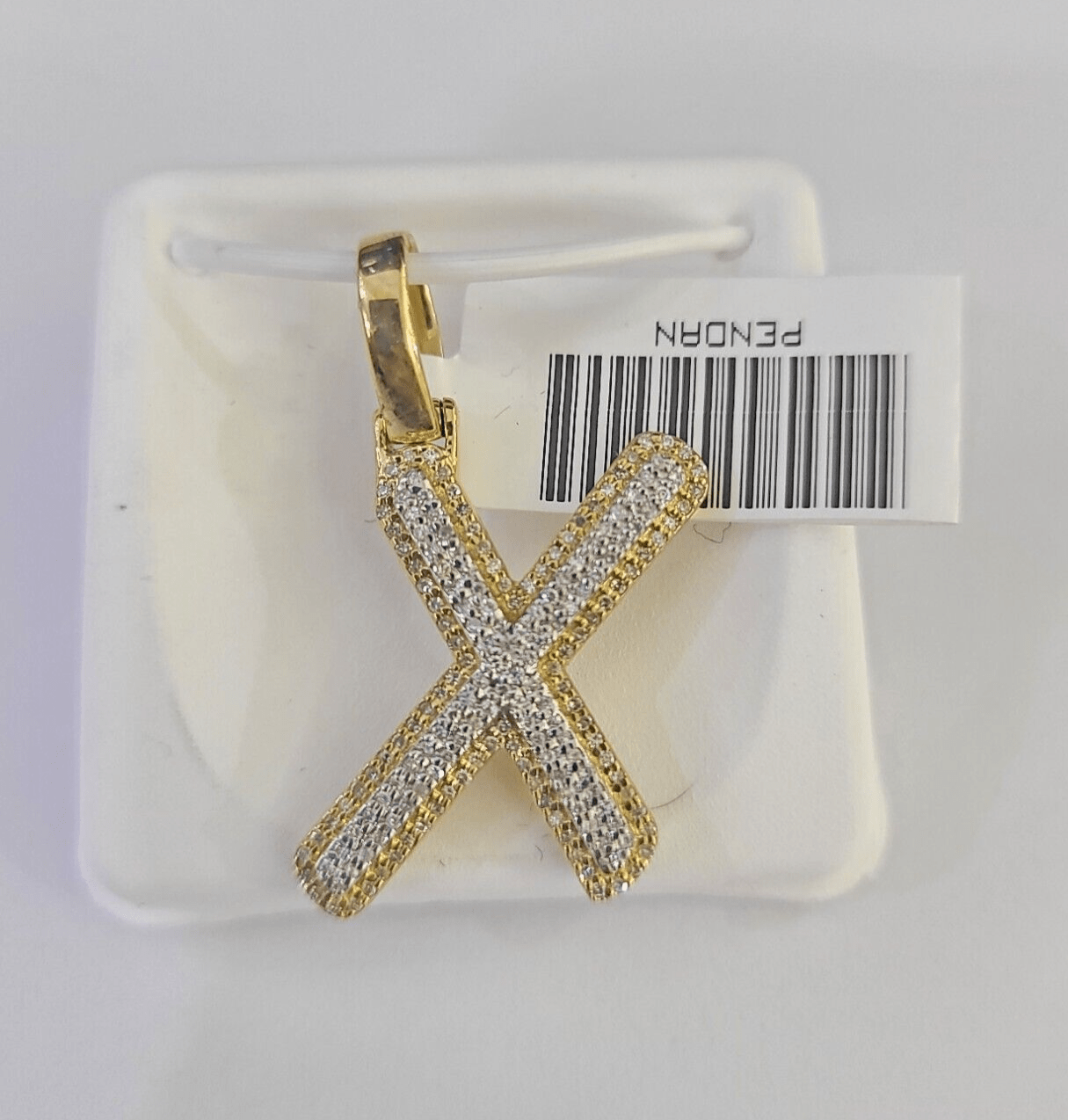10k Yellow Gold Diamond X Charm Pendant Initial Alphabet Letter Real Genuine - GoldenlinQ