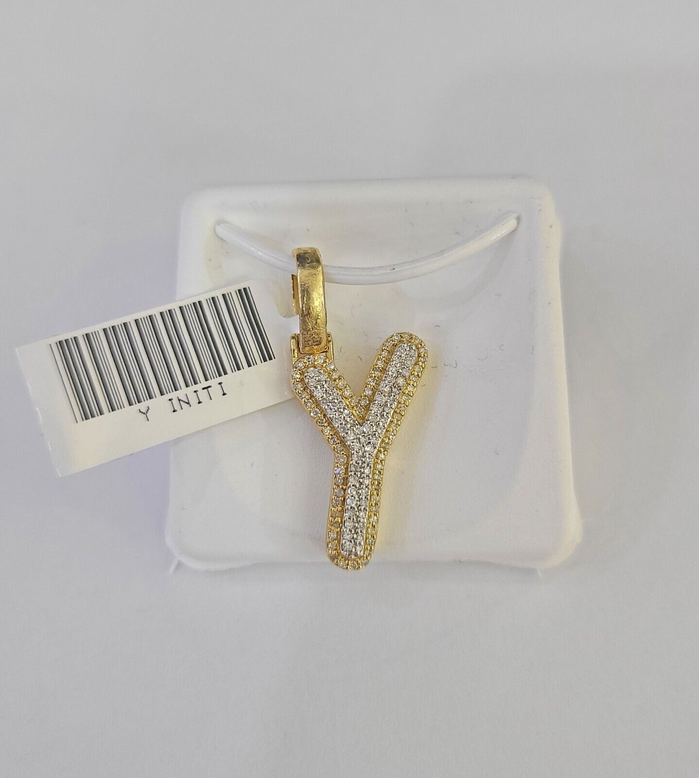 10k Yellow Gold Diamond Y Charm Pendant Initial Alphabet Letter Real Genuine - GoldenlinQ