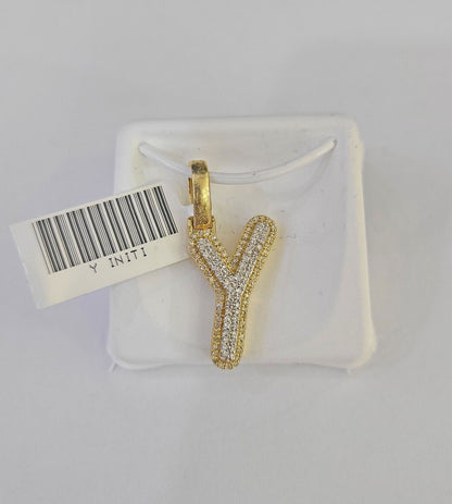 10k Yellow Gold Diamond Y Charm Pendant Initial Alphabet Letter Real Genuine - GoldenlinQ