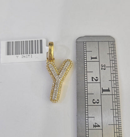 10k Yellow Gold Diamond Y Charm Pendant Initial Alphabet Letter Real Genuine - GoldenlinQ