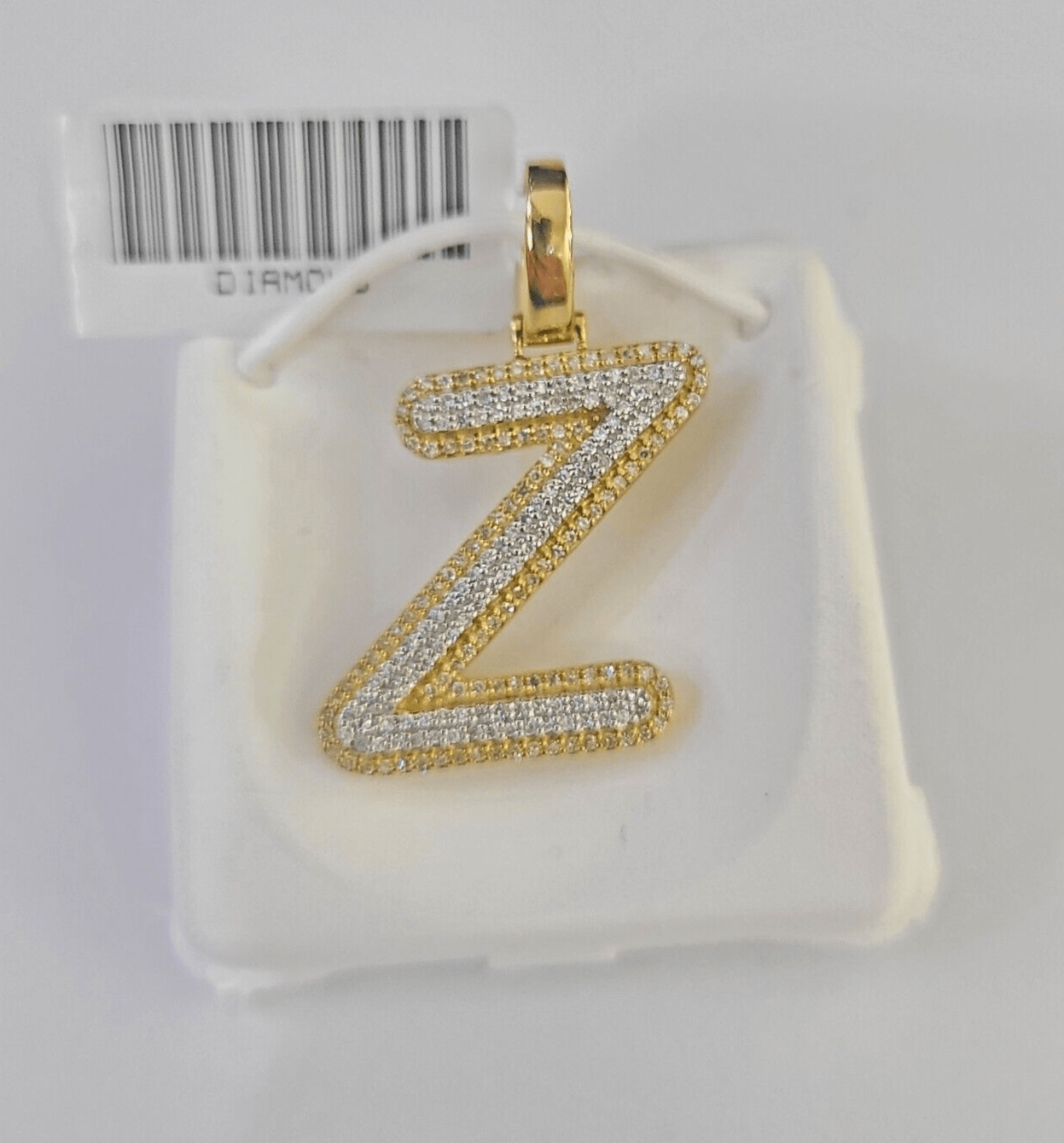 10k Yellow Gold Diamond Z Charm Pendant Initial Alphabet Letter Real Genuine - GoldenlinQ