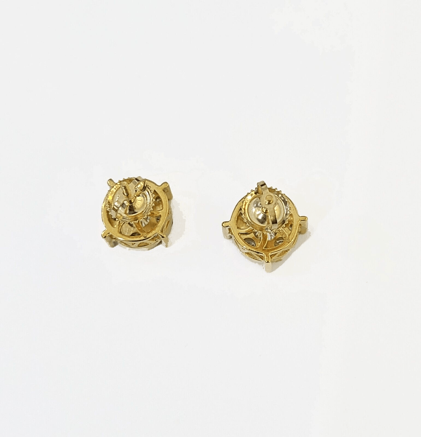 10k Yellow gold Earring with Real 0.99CT diamond screw - bag ,Women studs - Reva Jeweler