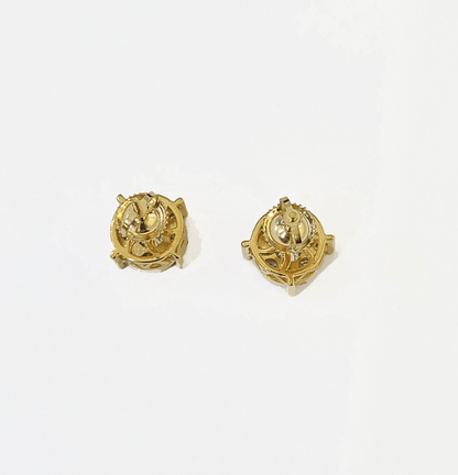 10k Yellow gold Earring with Real 0.99CT diamond screw - bag ,Women studs - Reva Jeweler