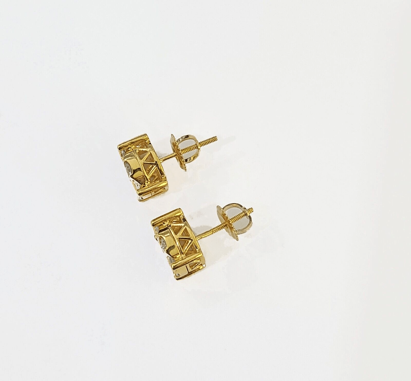 10k Yellow gold Earring with Real 0.99CT diamond screw - bag ,Women studs - Reva Jeweler
