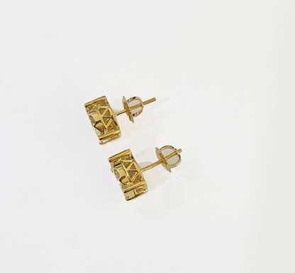10k Yellow gold Earring with Real 0.99CT diamond screw - bag ,Women studs - Reva Jeweler