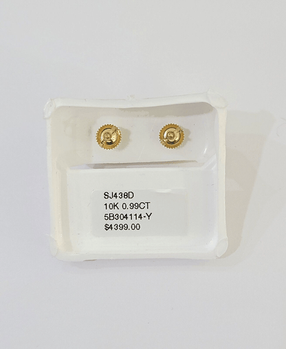 10k Yellow gold Earring with Real 0.99CT diamond screw - bag ,Women studs - Reva Jeweler