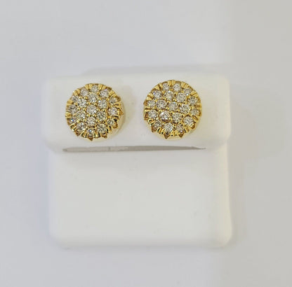 10k Yellow gold Flower Earrings Real Diamond screw - back Women Men studs - Reva Jeweler