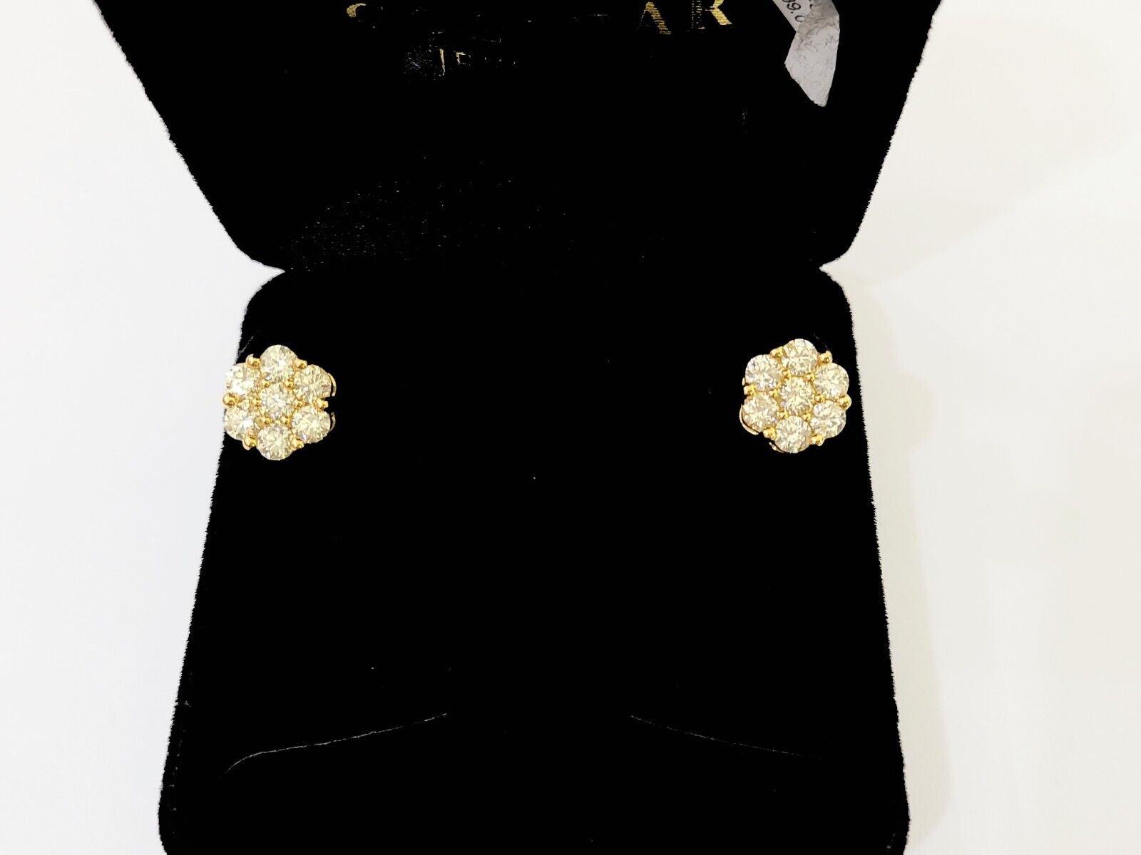 10k Yellow gold Flower Earrings Real Diamond screw - back Women Men studs - Reva Jeweler