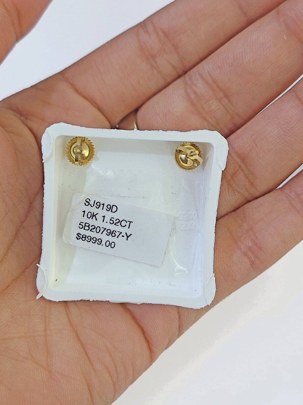 10k Yellow gold Flower Earrings with Real 1.52CT diamond screw - bag ,Women studs - Reva Jeweler