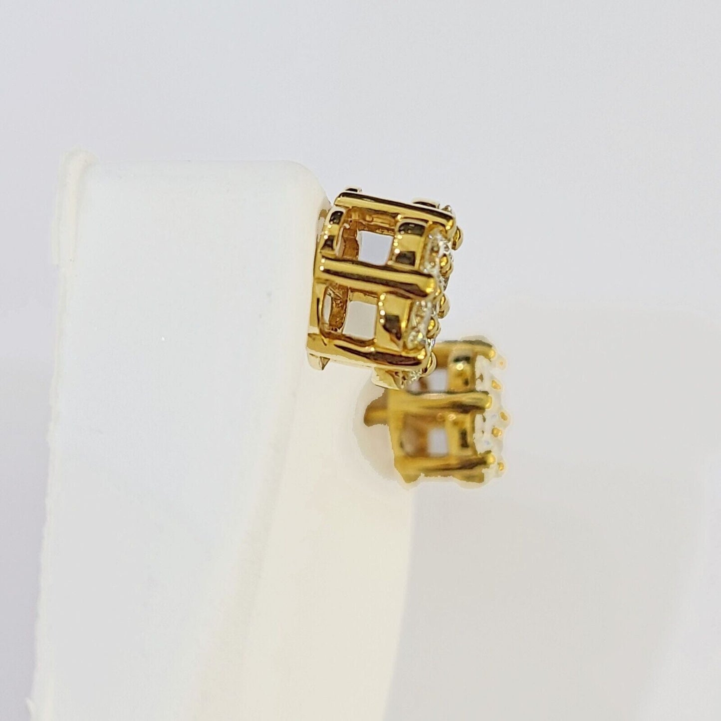 10k Yellow gold Flower Earrings with Real 1.52CT diamond screw - bag ,Women studs - Reva Jeweler