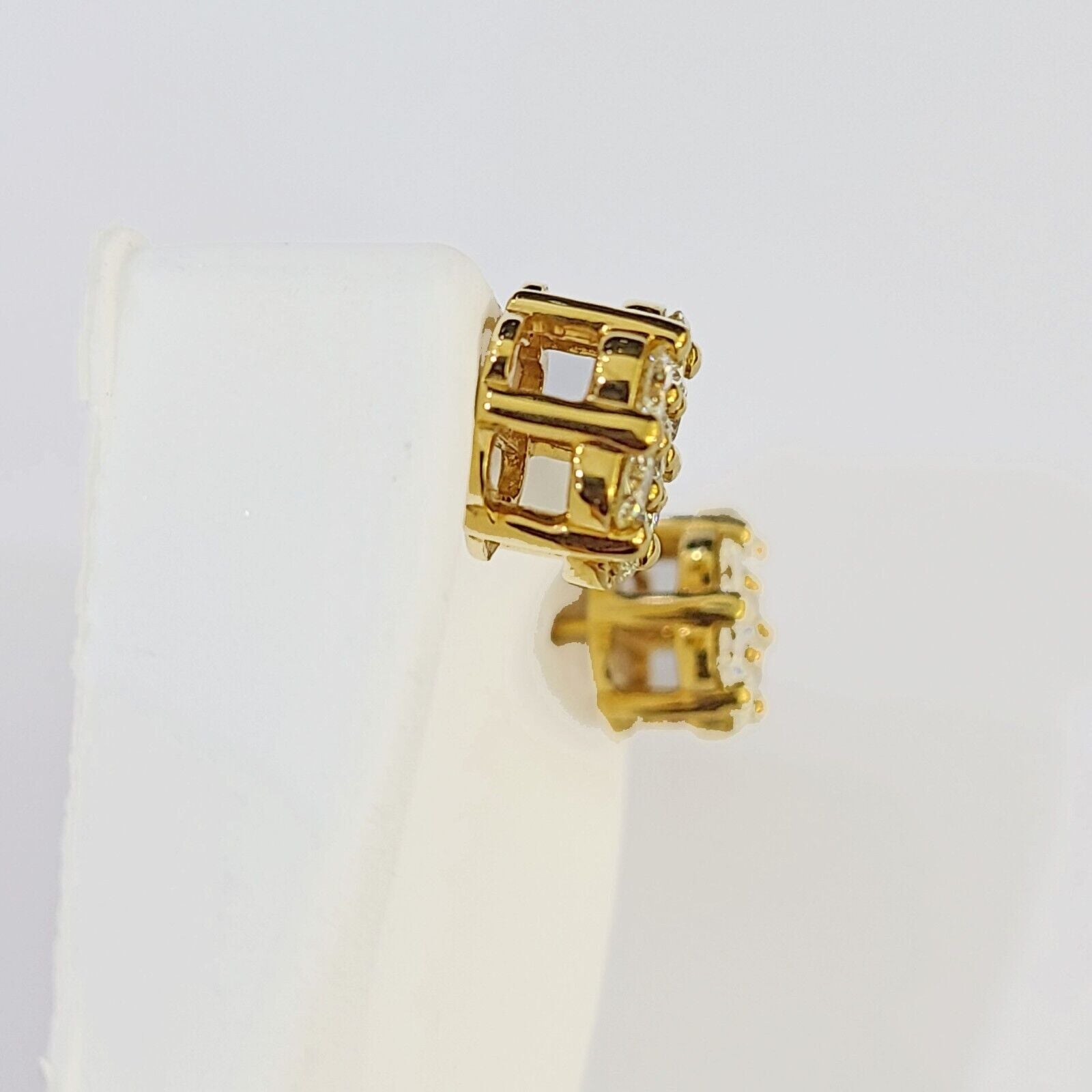 10k Yellow gold Flower Earrings with Real 1.52CT diamond screw - bag ,Women studs - Reva Jeweler