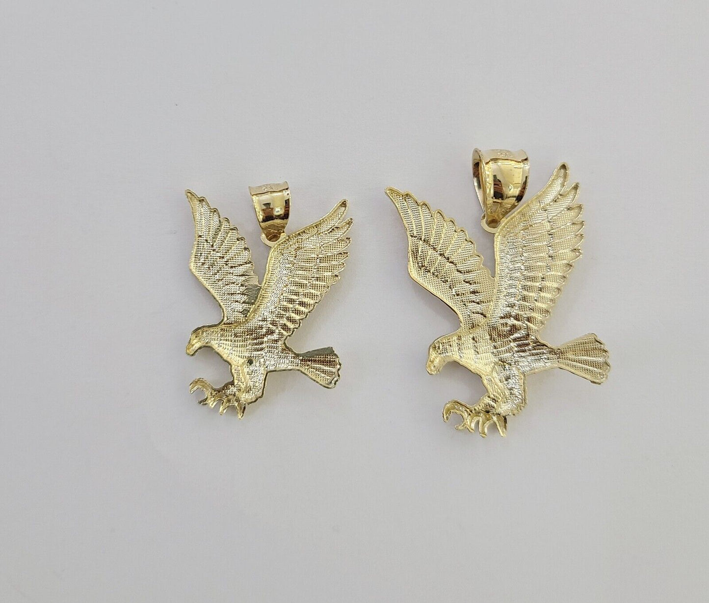 10K Yellow Gold Flying Eagle Charm 1 - 2" Inch Bird Pendent Real 10kt - Reva Jeweler