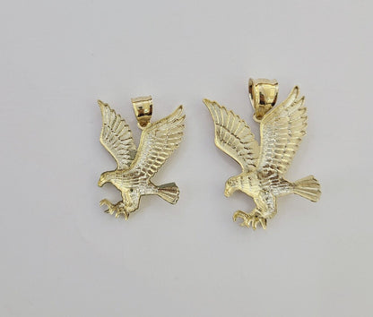 10K Yellow Gold Flying Eagle Charm 1 - 2" Inch Bird Pendent Real 10kt - Reva Jeweler