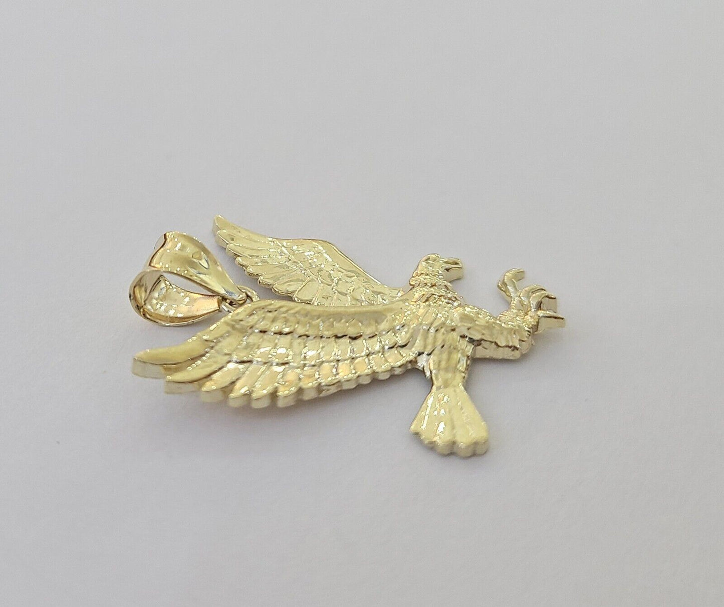 10K Yellow Gold Flying Eagle Charm 1 - 2" Inch Bird Pendent Real 10kt - Reva Jeweler