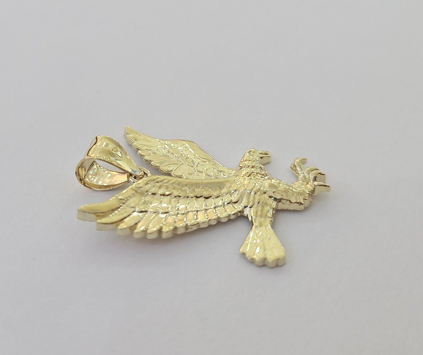 10K Yellow Gold Flying Eagle Charm 1 - 2" Inch Bird Pendent Real 10kt - Reva Jeweler