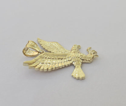 10K Yellow Gold Flying Eagle Charm 1 - 2" Inch Bird Pendent Real 10kt - Reva Jeweler