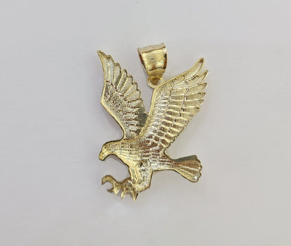 10k Yellow Gold Flying Eagle Charm Pendant For Men Women 1" Inch Bird 10kt Real - Reva Jeweler