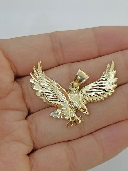 10k Yellow Gold Flying Eagle Diamond Cut Charm Pendant For Men Women Real - Reva Jeweler