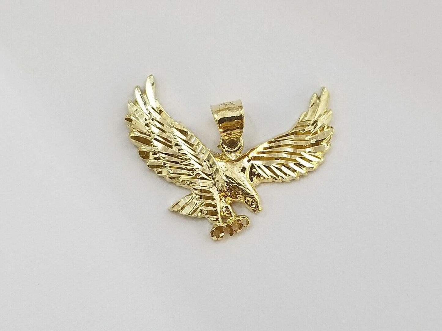 10k Yellow Gold Flying Eagle Diamond Cut Charm Pendant For Men Women Real - Reva Jeweler