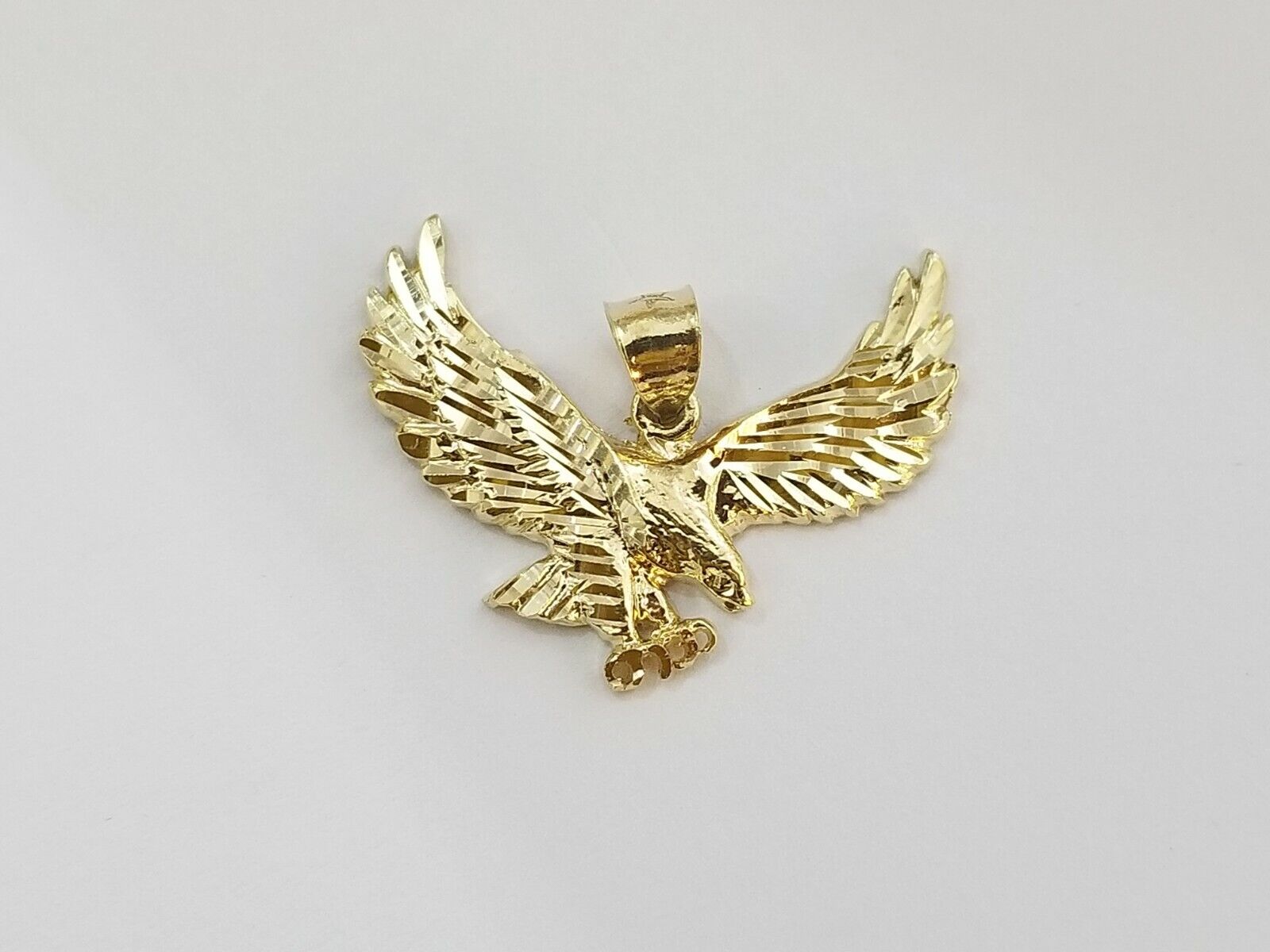 10k Yellow Gold Flying Eagle Diamond Cut Charm Pendant For Men Women Real - Reva Jeweler