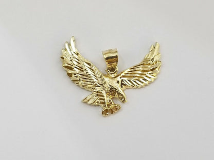 10k Yellow Gold Flying Eagle Diamond Cut Charm Pendant For Men Women Real - Reva Jeweler