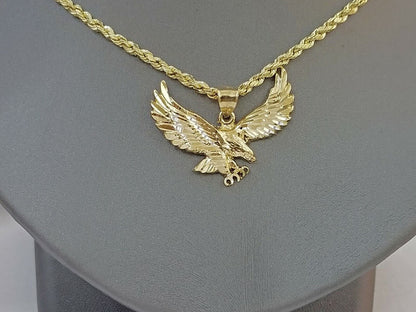 10k Yellow Gold Flying Eagle Diamond Cut Charm Pendant For Men Women Real - Reva Jeweler