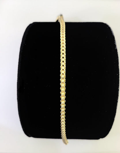 10k Yellow Gold Franco Bracelet 3mm 7.25" Inch Men Women Link Real - GoldenlinQ