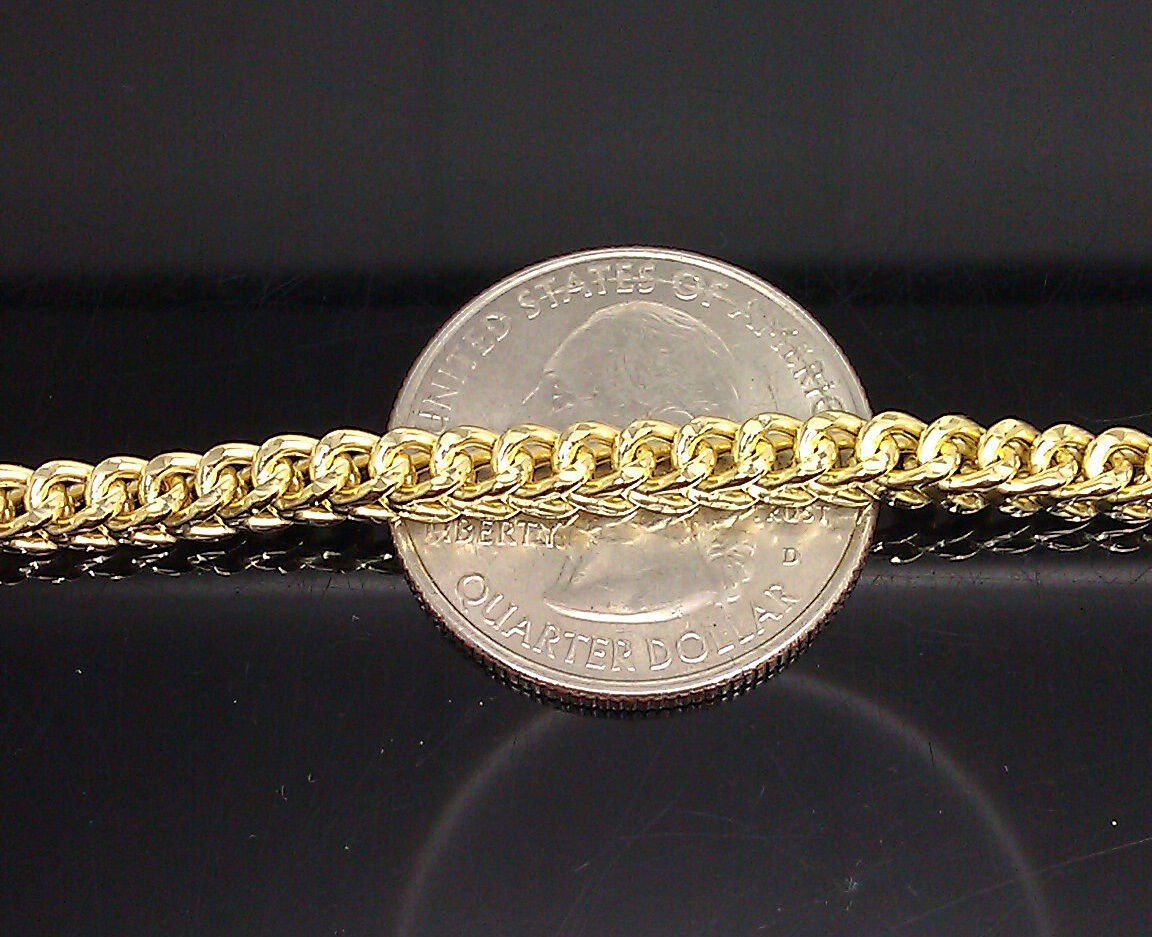 10k Yellow Gold Franco Bracelet 4mm 8" Inch Men Women Rope Cuban Link Real gold - Reva Jeweler