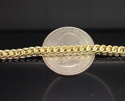 10k Yellow Gold Franco Bracelet 4mm 8" Inch Men Women Rope Cuban Link Real gold - Reva Jeweler