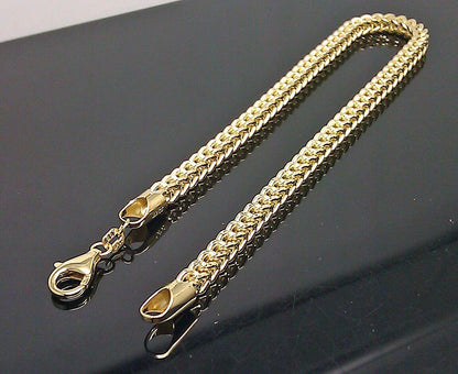 10k Yellow Gold Franco Bracelet 4mm 8" Inch Men Women Rope Cuban Link Real gold - Reva Jeweler