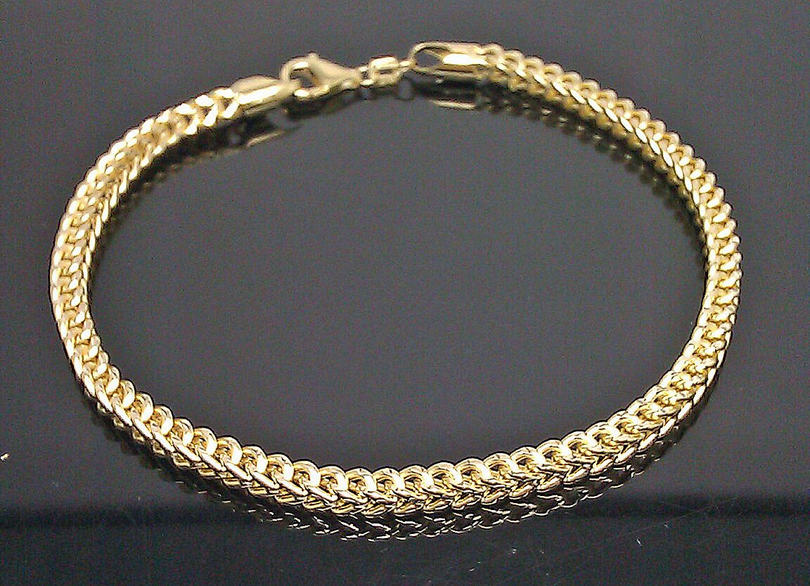 10k Yellow Gold Franco Bracelet 4mm 8" Inch Men Women Rope Cuban Link Real gold - Reva Jeweler