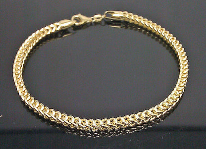10k Yellow Gold Franco Bracelet 4mm 8" Inch Men Women Rope Cuban Link Real gold - Reva Jeweler