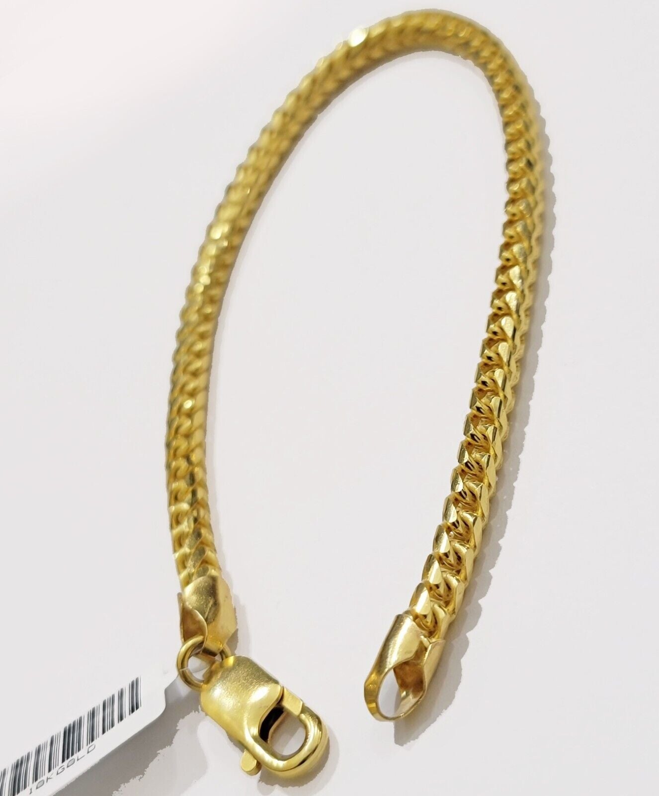 10k Yellow Gold Franco Bracelet Solid 4mm 8.25" Authentic 10KT , STRONG REAL - Reva Jeweler
