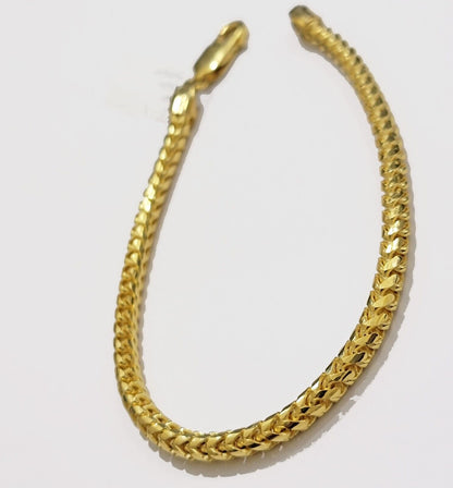 10k Yellow Gold Franco Bracelet Solid 4mm 8.25" Authentic 10KT , STRONG REAL - Reva Jeweler