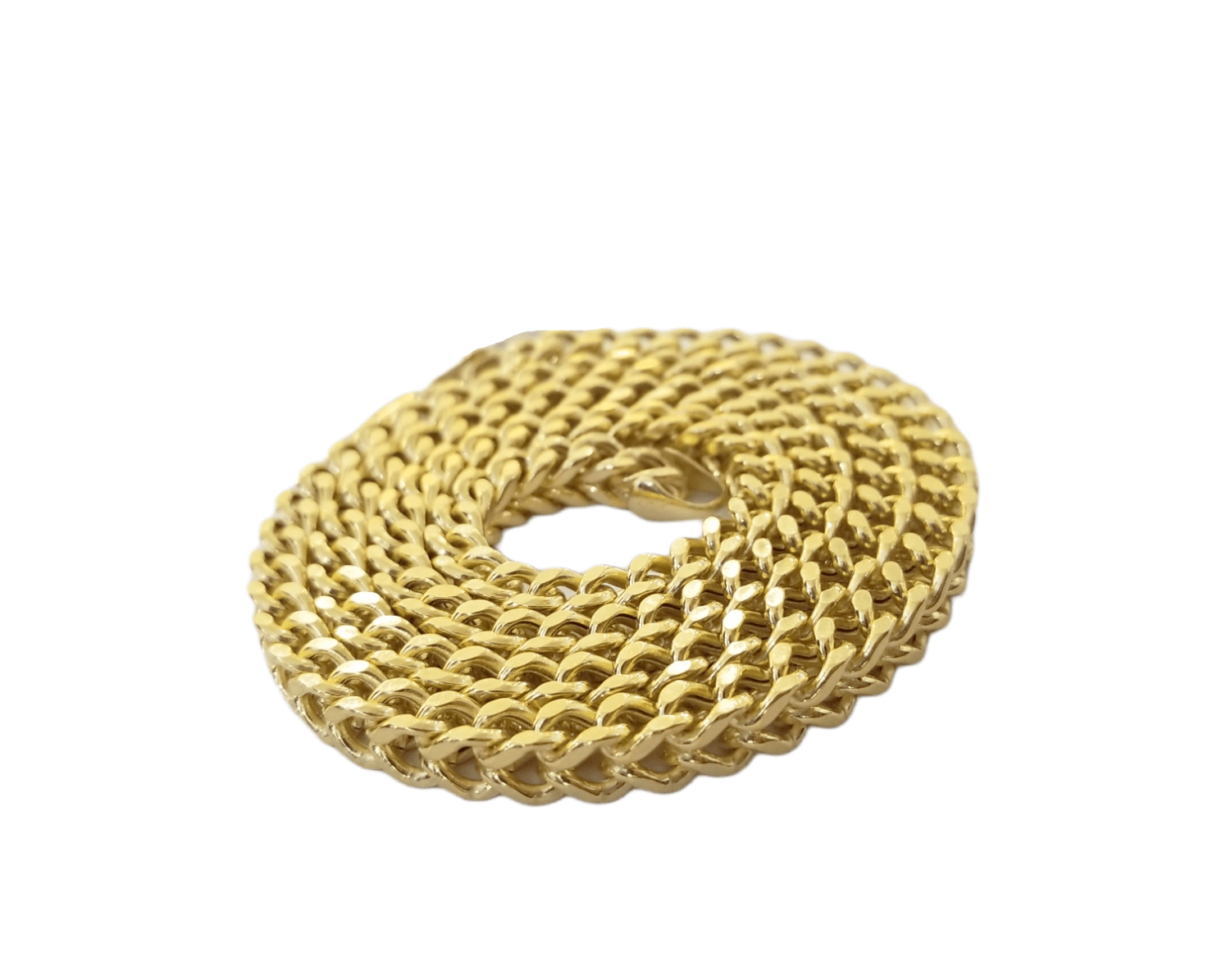 10k Yellow Gold Franco Chain 22 24 26 28" Inch Real Gold 7mm Box Necklace - Reva Jeweler