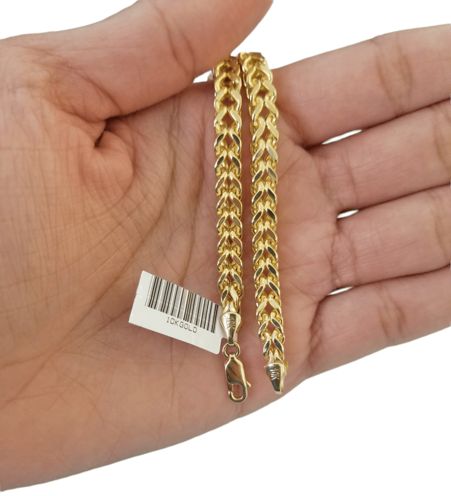 10k Yellow Gold Franco Chain 22 24 26 28" Inch Real Gold 7mm Box Necklace - Reva Jeweler