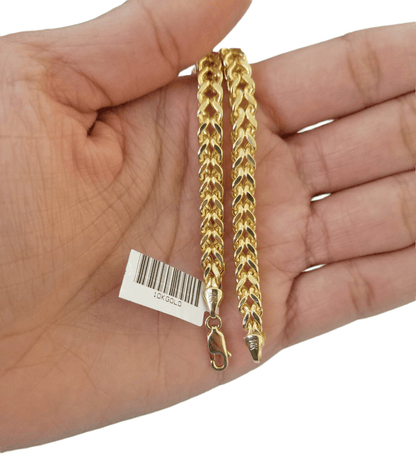 10k Yellow Gold Franco Chain 22 24 26 28" Inch Real Gold 7mm Box Necklace - Reva Jeweler