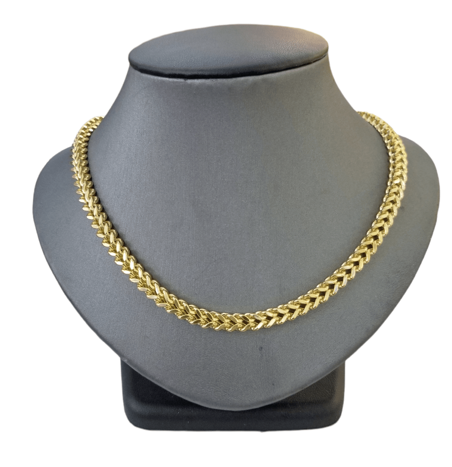 10k Yellow Gold Franco Chain 22 24 26 28" Inch Real Gold 7mm Box Necklace - Reva Jeweler