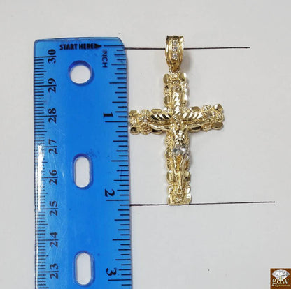 10k Yellow Gold Franco Chain Necklace Cross pendant charm 22" 24" 26" - Reva Jeweler