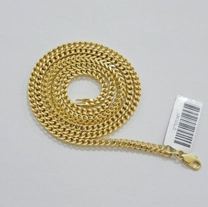 10k Yellow Gold Franco Chain Necklace Last Supper Charm Pendant 3mm 18" - 26" Inch - Reva Jeweler