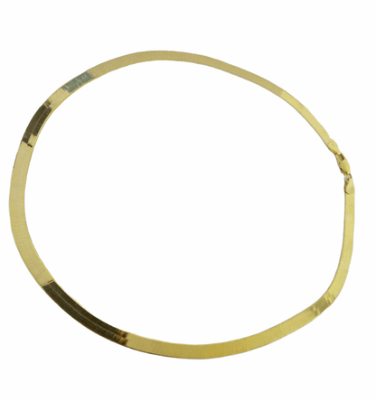 10K Yellow Gold Herringbone Chain Necklace 22 Inch 5mm Lobster lock Real 10kt - GoldenlinQ