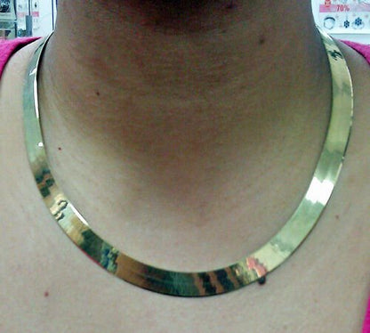 10k Yellow Gold Herringbone chain Necklace 24" 10mm,Lobster lock, 10kt Real Gold - Reva Jeweler