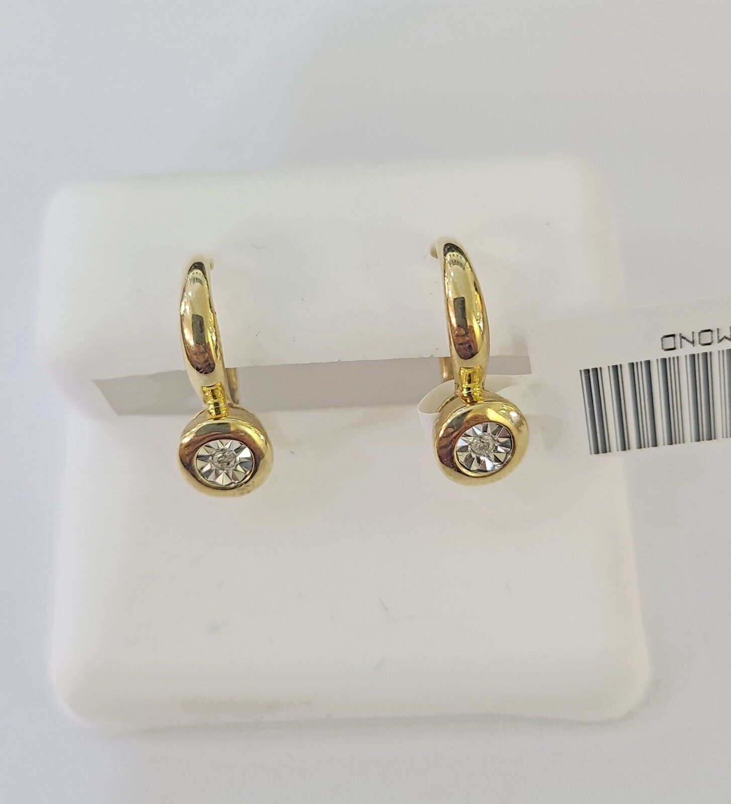 10k Yellow gold Hoops Earring Real Diamond Women Genuine - Reva Jeweler
