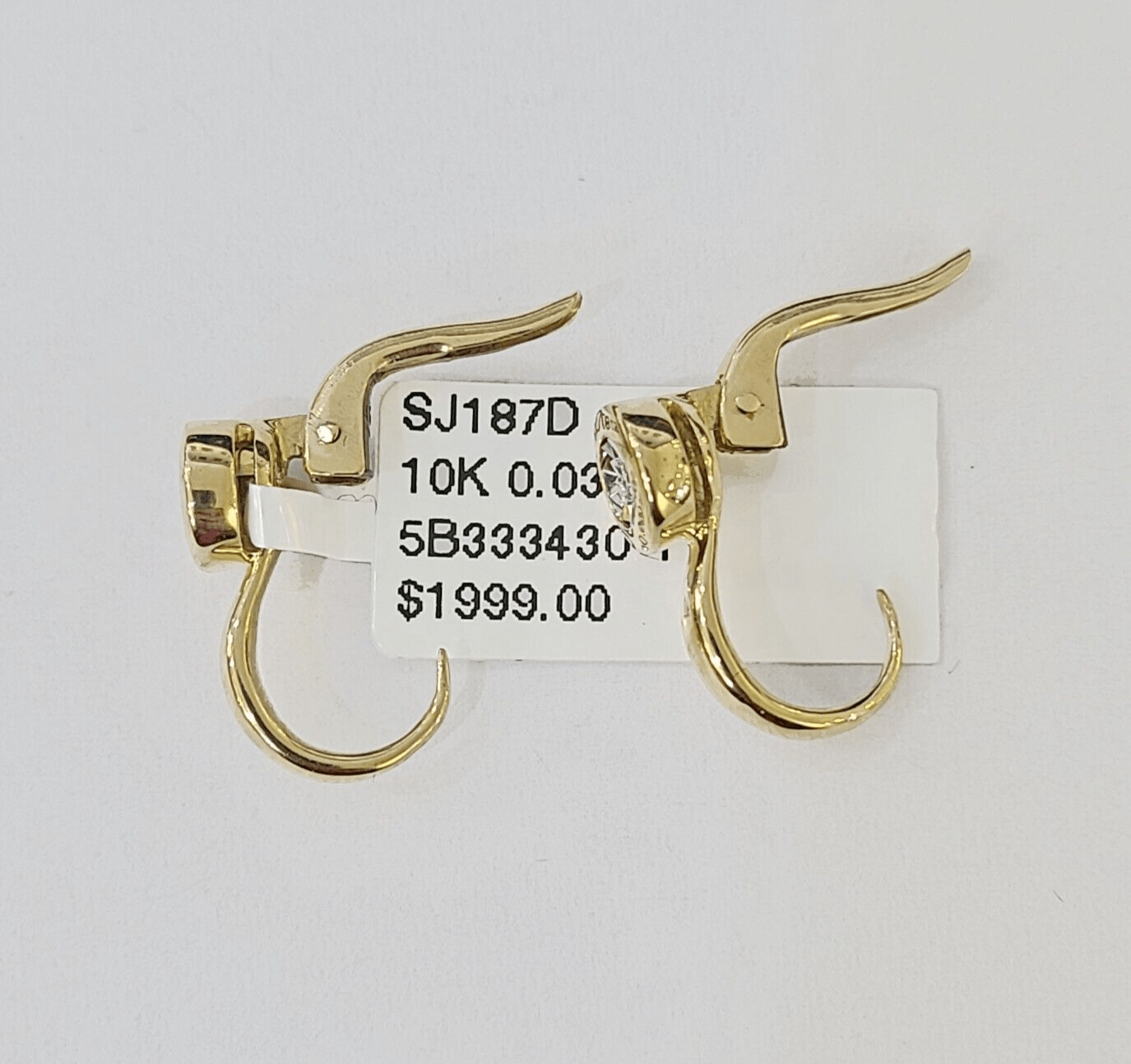 10k Yellow gold Hoops Earring Real Diamond Women Genuine - Reva Jeweler