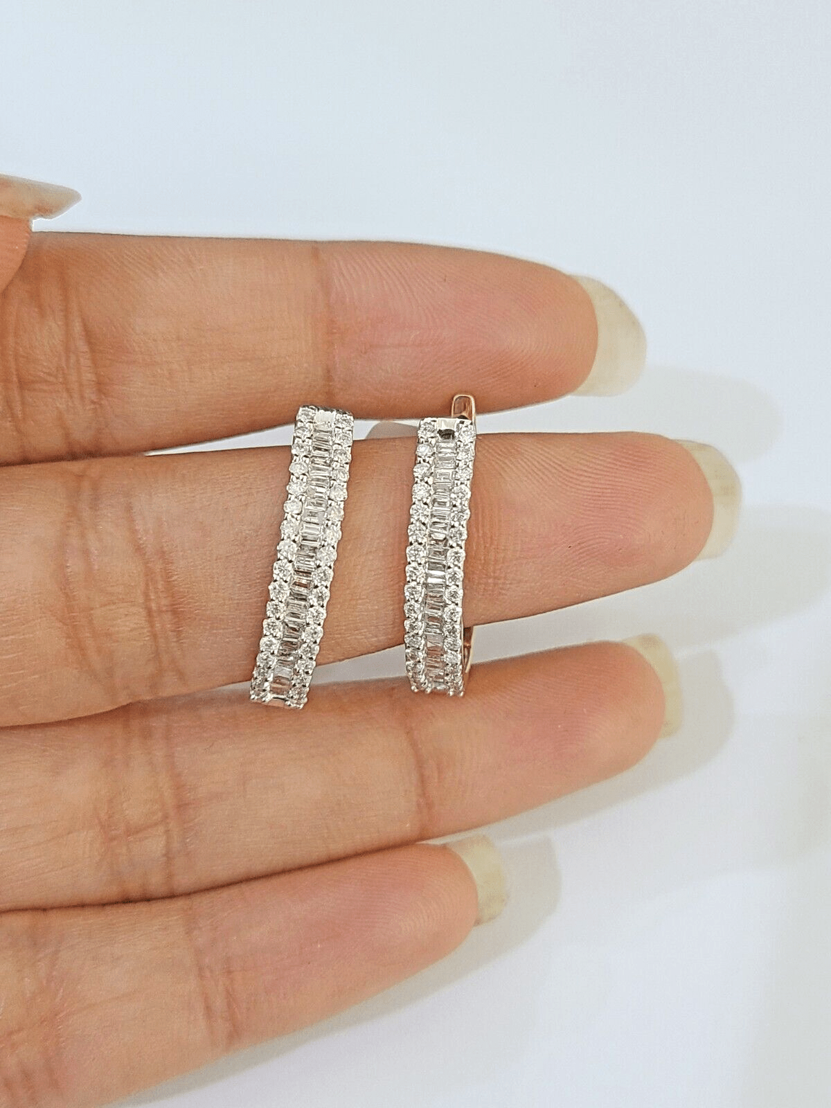 10k Yellow gold Hoops Earring with Real 1.00CT diamond , Women Hoops - Reva Jeweler