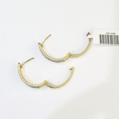 10k Yellow gold Hoops Earring with Real 1.00CT diamond , Women Hoops - Reva Jeweler