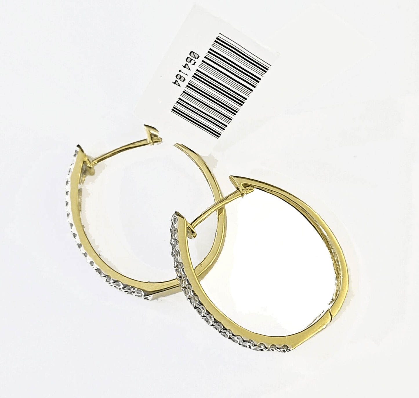 10k Yellow gold Hoops Earring with Real 1.00CT diamond , Women Hoops - Reva Jeweler