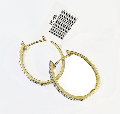 10k Yellow gold Hoops Earring with Real 1.00CT diamond , Women Hoops - Reva Jeweler