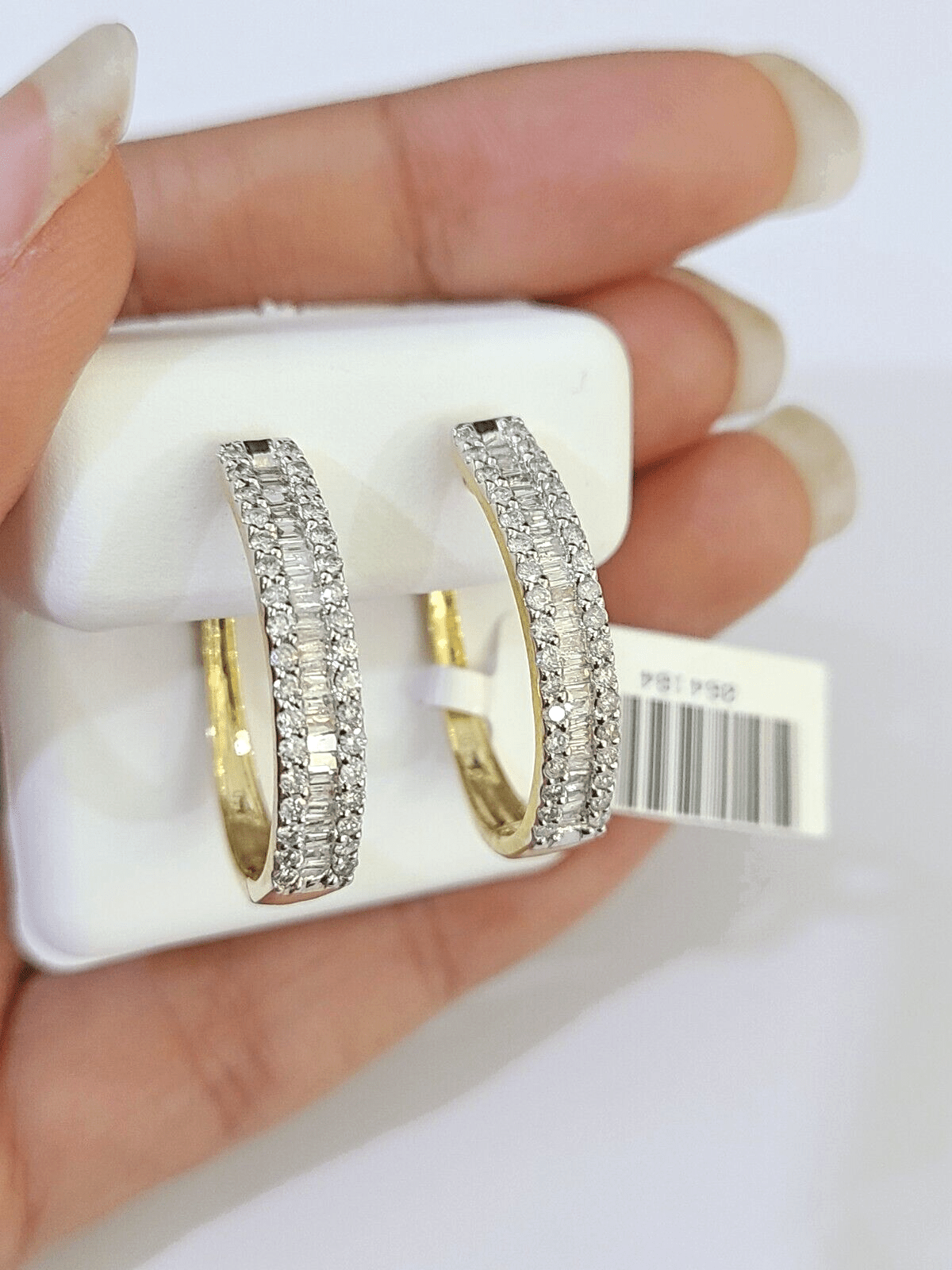 10k Yellow gold Hoops Earring with Real 1.00CT diamond , Women Hoops - Reva Jeweler