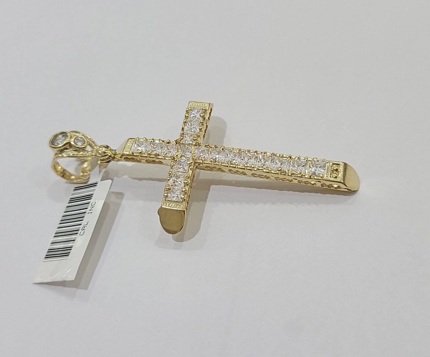 10k Yellow Gold Jesus Cross Charm Pendant 10 KT 2.5" Inch Religious Charm Real - Reva Jeweler